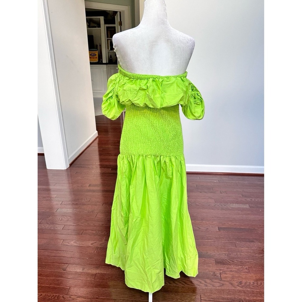 New York‎ & Company Lime Green Off The Shoulder Puffy Sleeve Maxi Dress NWT - Picture 5 of 7